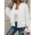 thumbnail image 4 of Womens Jacket Coat Casual Stand Collar Zip Up Fall Fashion Jackets Outfits with Pockets White 5XL, 4 of 7