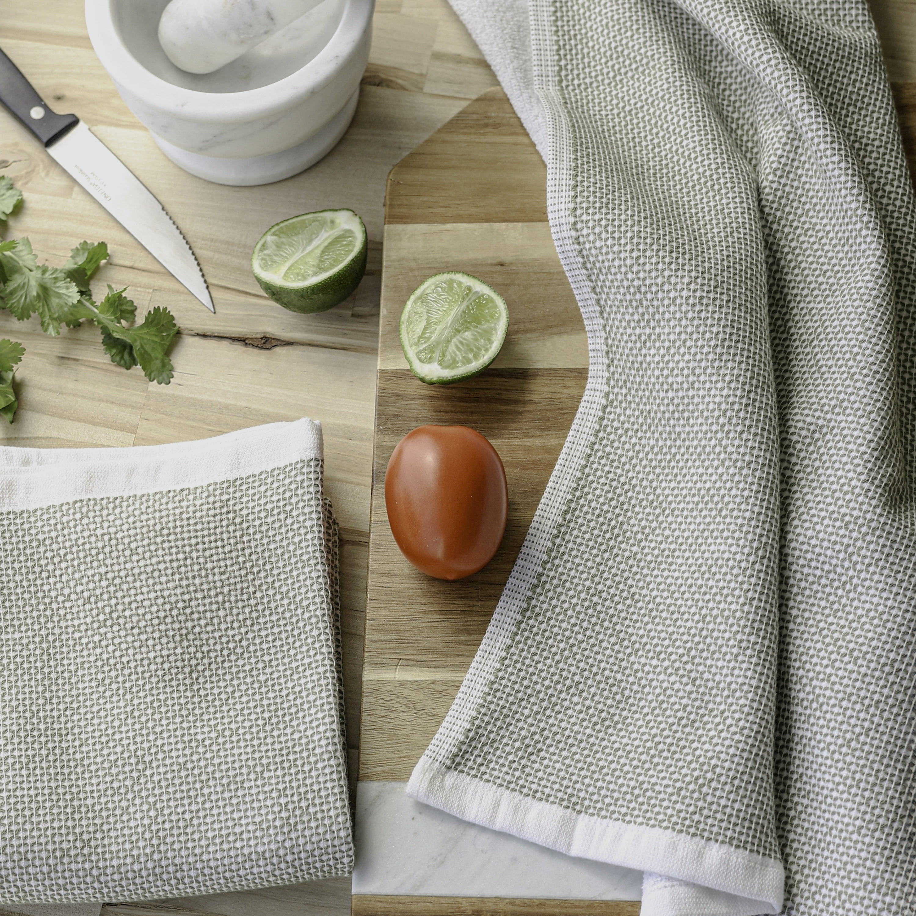 Better Homes & Gardens 2-Piece Flat Woven Kitchen Towels, Green