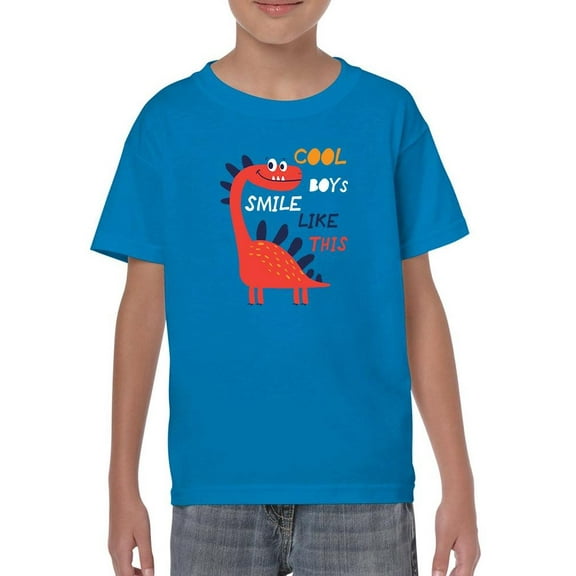 Dino Cool Boys Smile Like This T-Shirt Juniors -Image by Shutterstock, Large