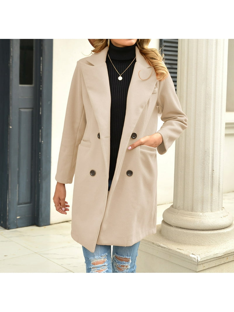 Dolkfu Ladies Winter Coat Fashion Women's Color Lapel Cloth Leisure Time Coat - Walmart.com
