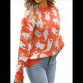 thumbnail image 3 of Suéter de Punto Informal con Cuello Redondo y Larga con Forma de Corazón para Mujer. Naranja S, 3 of 10