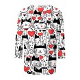 thumbnail image 4 of Women's Valentine's Day Shirts Loose 3/4 Sleeve Heart Print T-Shirt Loose Blouses Crew Neck Three-quarter Sleeve Pullover Top, 4 of 5