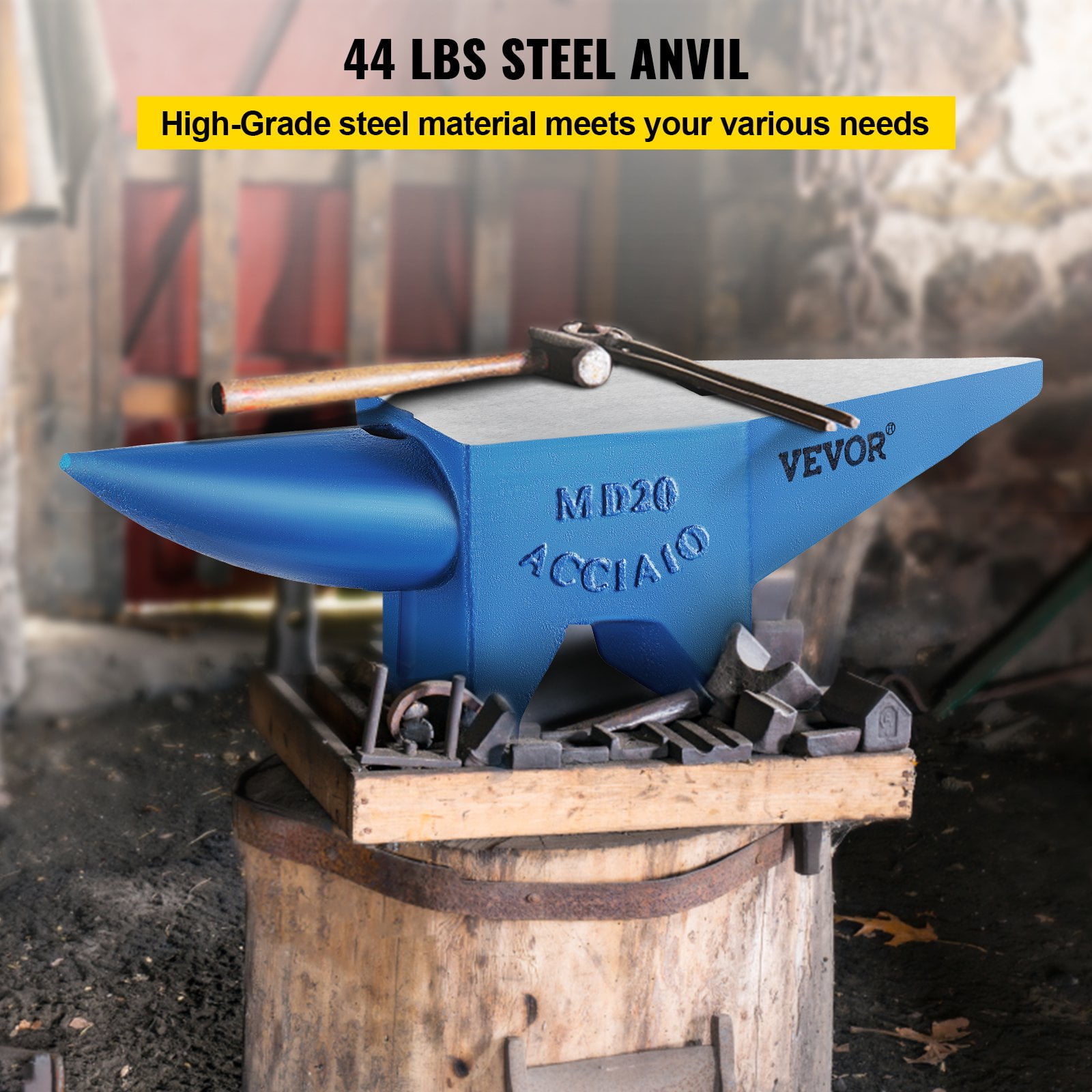 Forged Steel 30kg Heat Treated Long Round Horn VEVOR 66 lb Blacksmith Anvil 