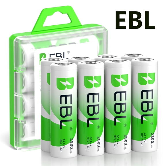 EBL AA Rechargeable Batteries, 2800mAh Ni-MH Double a Batteries, 8 Count