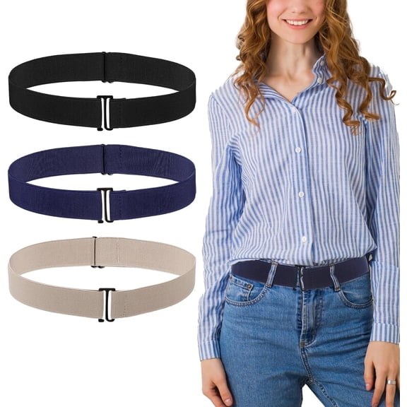 No Show Elastic Stretch Belt 3 Packs,Elastic Womens Belt,Invisible Stretch Belts for Women Men Flat Buckle Strap Belts For Jeans Pants Dresses