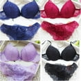 thumbnail image 7 of Sexy Women Push up Padded Bra Floral Embroidered Lace Briefs Bra Panties Underwear Suit, 7 of 7