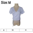 thumbnail image 2 of Women's Ruched Drawstring Front V Neck Crop Tee Top, 2 of 6