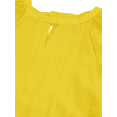 thumbnail image 5 of Janasya Keyhole Neck Full Sleeve Solid Mustard Cotton Western Dress For Women,Summer Dress/Summer Wear, 5 of 5
