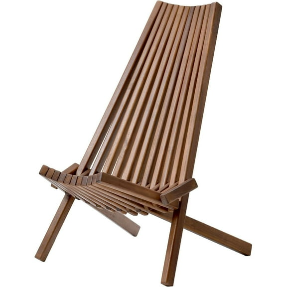Patio Natural Lounge Chairs Outdoor Folding Wood Chair, Foldable Low Profile Acacia Wood Lounge Chair Perfect for Patio Garden Deck - 21.5 x 30 x 33 Inches