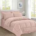 thumbnail image 2 of Elegant Comfort 8-Piece Dobby Stripe Bed-in-a-Bag Comforter Set, Includes 4pc Smart Sheet Set, Bed Skirt, Comforter, Matching Pillowcases, and Shams - Twin/Twin XL, Light Pink, 2 of 5