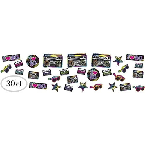Recorte para Fiesta en Paquete Mega Value de los 80's | Multicolor | 30 Pzas amscan amscan