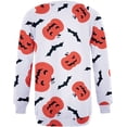 thumbnail image 4 of Chandail en Molleton Citrouille Chat pour Femmes Halloween Col Rond Pull Manches Longues Hauts Décontractés Amples, 4 of 5