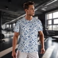 thumbnail image 3 of Wukai Rabbit And Butterfly Print Men's Short-Sleeved Mesh T-Shirt,Quick-Dry Short Sleeve Workout T-Shirt-, 3 of 8