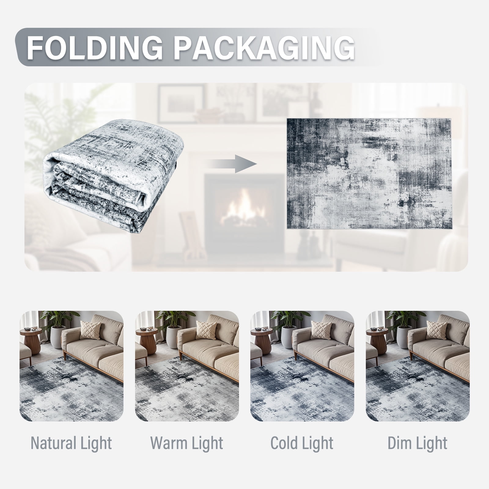 8x10 Large Area Rugs for Living Room- Modern Abstract Area Rugs Machine Washable Rugs, Non-Slip Soft Neutral Farmhouse Carpet Rugs for Bedroom, Dining Room, Home Office ,Black