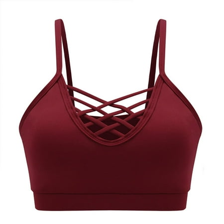 

Womens Yoga Sports Running Bra Back Hollow Crop Top Vest Stretch Bras with Removable Pads
