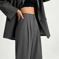 thumbnail image 6 of Business Office Slacks Dress Pants For Women Elegant High Rise Pleated Wide Leg Pant Ladies Button Closure Flowy Suit Pant Lightweight Straight Trousers, 6 of 6