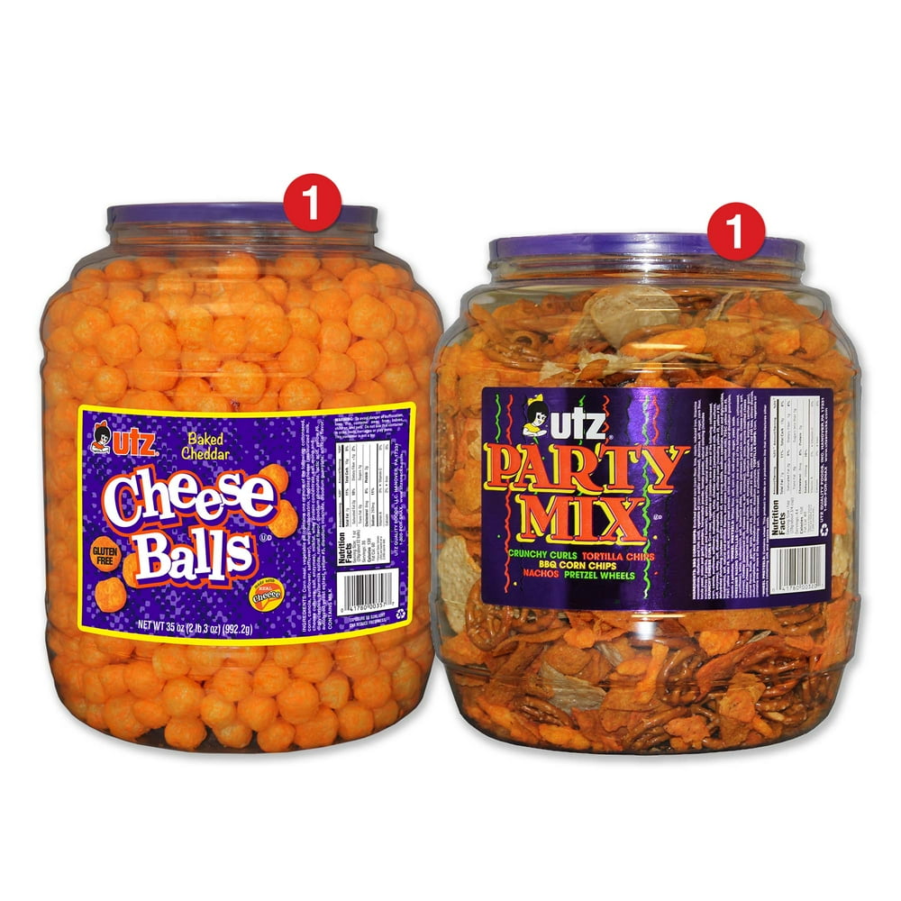 Utz Snack Barrel Variety Pack, Cheeseballs & Party Mix
