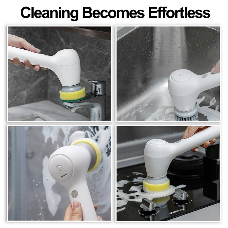 Electric Spin Scrubber, Electric Cleaning Brush, Care Free, 5in1 Magic  Brush for cleanning Tile/Sink/WASH Basin/Bath/Showers (White)
