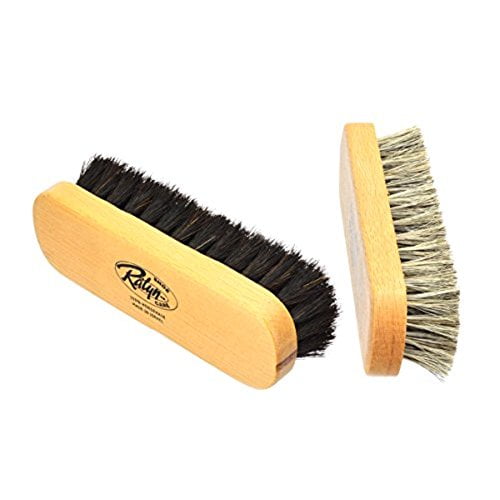 5" Shoe Shine Brushes Set. 100 Horse Hair. 2set. Dark & Light Bristles.