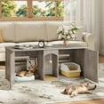thumbnail image 4 of 47.2'' Double Cat Litter Box Enclosure, Hidden Cat Litter Box Furniture with Scratching Board and Dangling Ball, for 2 Cats, Greige MMW02FH, 4 of 9