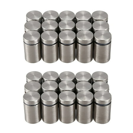 

30 Pcs 19mm X 30mm Wall Mount Hardware Glass Standoff Nail Silver Tone