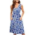 thumbnail image 7 of Xdegoge Sundresses for Women Sleeveless Button Down V Neck Summer Dress Casual A Line Midi Sun Dresses with Pockets Flowy Floral Boho Vacation Beach Dress Ropa Mujer Returns and Refunds, 7 of 7
