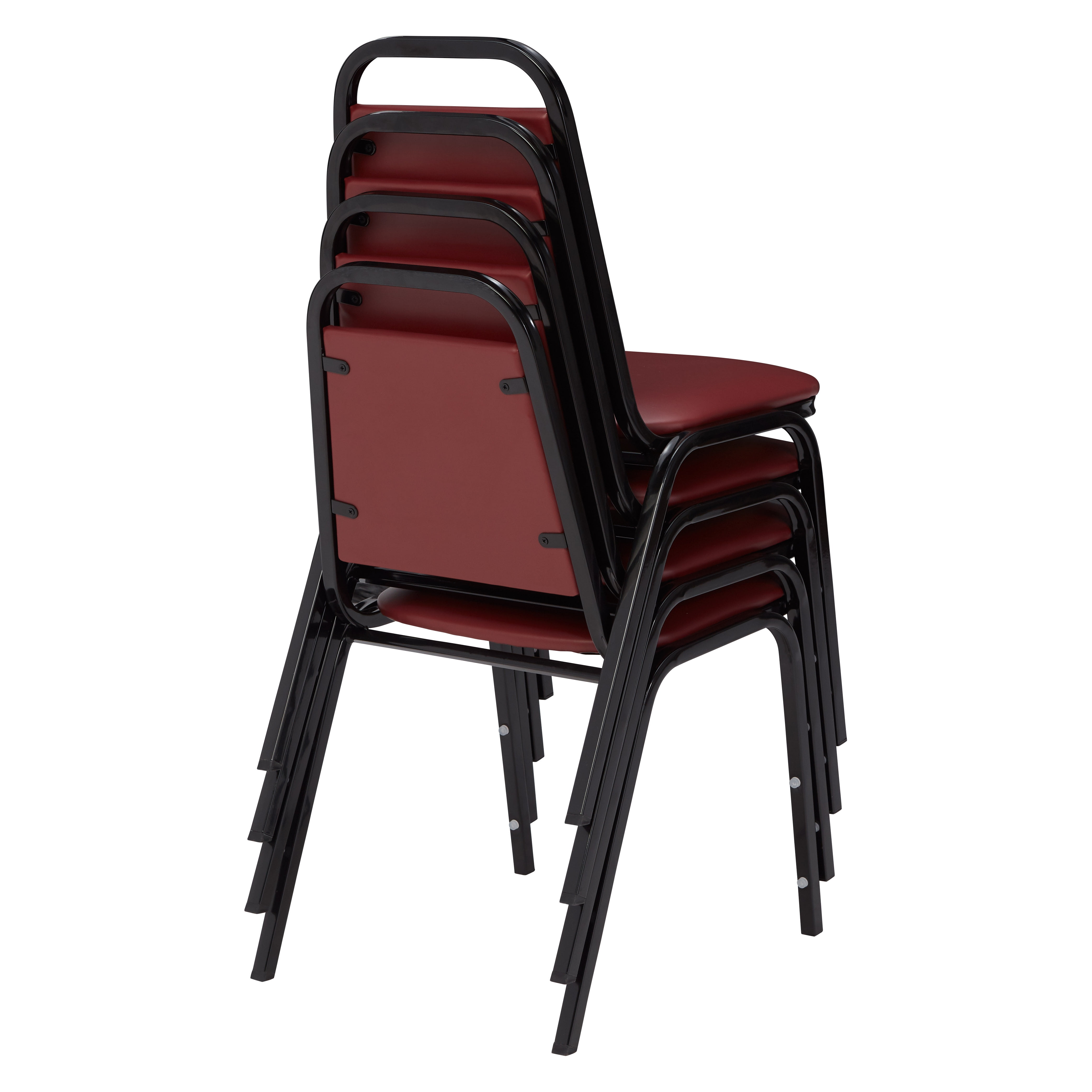 (4 Pack) NPS® 9100 Series Choice Vinyl Upholstered Padded Stack Chair, Pleasant Burgundy