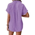 thumbnail image 4 of Women's Batwing Sleeve Work Shirt Wrinkle-Resistant Office Top with Pocket Detail Purple M, 4 of 9
