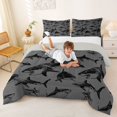 thumbnail image 3 of Castle Fairy Sketch Shark Tile Queen Comforter Set 3 Pieces,Line Great Wolf Gray Background Seamless Print Comforter Sets Queen,Charcoal Gray,Grey Reversible,1 Comforter and 2 Pillowcases, 3 of 6