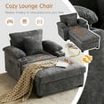 thumbnail image 3 of KINFFICT Accent Chair with Ottoman, Indoor Chaise Lounge with USB and Storage, Cozy Living Room Lounge Chair, Dark Gray Chenille, 3 of 8