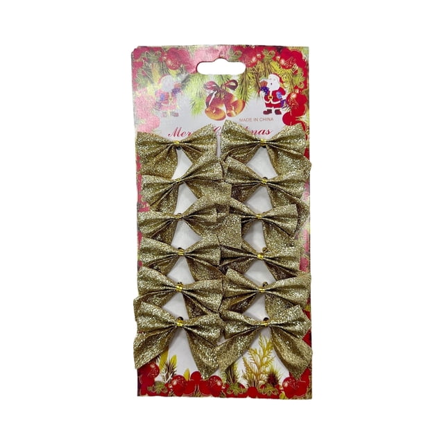 Christmas Tree Decorations Christmas Day Hotel Party Decoration Bow Bright Bow Christmas Tree Decoration Holiday Decoration Props Gold Powder Mini Bow Small Christmas Tree