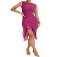 thumbnail image 2 of Women Y2K Tank Dress Sleeveless Backless Split Dress Irregular Mesh Ruffle Trim Midi Club Dress, 2 of 7