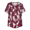 thumbnail image 5 of JINMGG Womens Tops under $5,Fashion Woman Causal V-Neck Floral Printing Blouse Short Sleeve T-Shirt Summer Button Tops Wine XXXXXL, 5 of 8