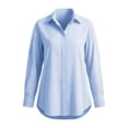 thumbnail image 2 of Bosfbaoi Long Sleeve Shirts for Women Vertical Striped Lapel Collar Drop Shoulder Long Sleeve Womens Tops Oversized Button Down Shirts, 2 of 9