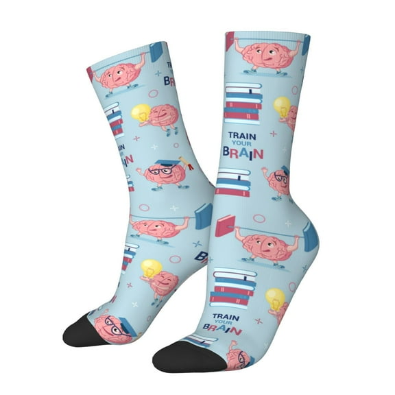 Vsdgher Brain Training Crew Socks for Men & Women, Breathable Casual Athletic Ankle Socks