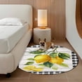 thumbnail image 2 of Yellow Lemon Round Area Rug 3.3Ft Washable Circle Rugs for Dining Room Table, Summer Botanical Black White Checkered Wooden Non-Slip Carpet Floor Mats Indoor Outdoor Carpet Runner Home Decor, 2 of 8