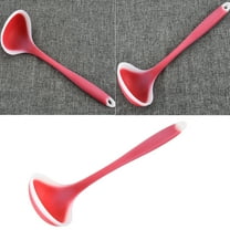 OUNONA Ktchen Silicone Soup Ladle High Temperature Resistance Non-stick Ladle Spoon (Red)
