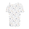 thumbnail image 5 of GceSteap Summer Shirts for Women Off The Shoulder Short Sleeve Asymmetrical Neck Tops Criss Cross Blouses Ethnic Floral Print Clothes 2024 XL, 5 of 5