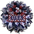 thumbnail image 2 of PALIFEUR 4th of July Wreath, 13.78 Inch Patriotic Wreaths for Front Door, Independence Day Artificial Floral Spring Wreaths Decorations, Red Blue White, 2 of 9