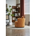 thumbnail image 4 of 29.5"W Swivel Barrel Chair, Comfy Round Sofa Chair with Back Pillow, Upholstered Accent Chair with Padded Cushions, Leisure Armchair Barrel Club Chair for Nursery, Hotel, Bedroom, Yellow, 4 of 9
