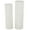 White Handmade Ribbed Linear Round S/2 35", 32"H, variant on DecMode 40", 34"H Brown Wood Handmade Pedestal Pedestal Table, 2-Pieces