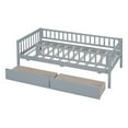 thumbnail image 4 of Bellemave Twin Daybed with Storage and Fence, Wooden Twin Size Platform Bed with Rails and 2 Drawers, Low Loft Bed Frame, No Box Spring Needed (Gray), 4 of 7