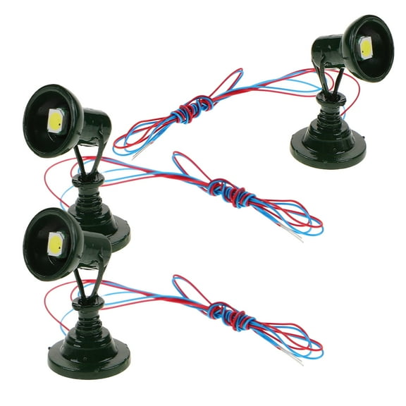 WASHWEPE Led Traffic Lights N Scale Model Train Spotlights Green Stainless Steel 3Pcs
