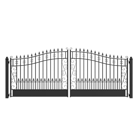 ALEKO Steel Dual 16 x 6 feet Black Swing Driveway Gate Venice Style