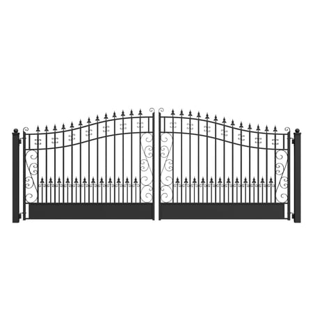 ALEKO Steel Dual 16 x 6 feet Black Swing Driveway Gate Venice Style
