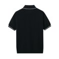 thumbnail image 5 of TrendOFT Mens Polo Shirts Summer Short Sleeve Business Casual Open Front Knit Shirt Comfortable Daily Wear Business Top Black XXXL, 5 of 5
