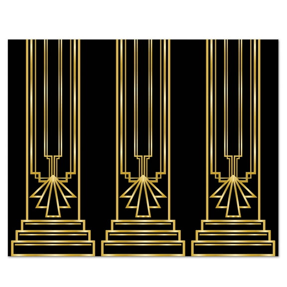 Party Central Pack of 6 Black and Gold Art Deco Backdrop Wall Decor 30'