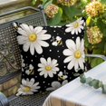 thumbnail image 3 of Throw Pillow Covers, White Daisy Farmhouse 16x16 Pillow Covers for Couch/Sofa/Bed, Garden Floral Honeybees Black Decorative Square Linen Cushion Pillowcase for Home Decor, 3 of 9