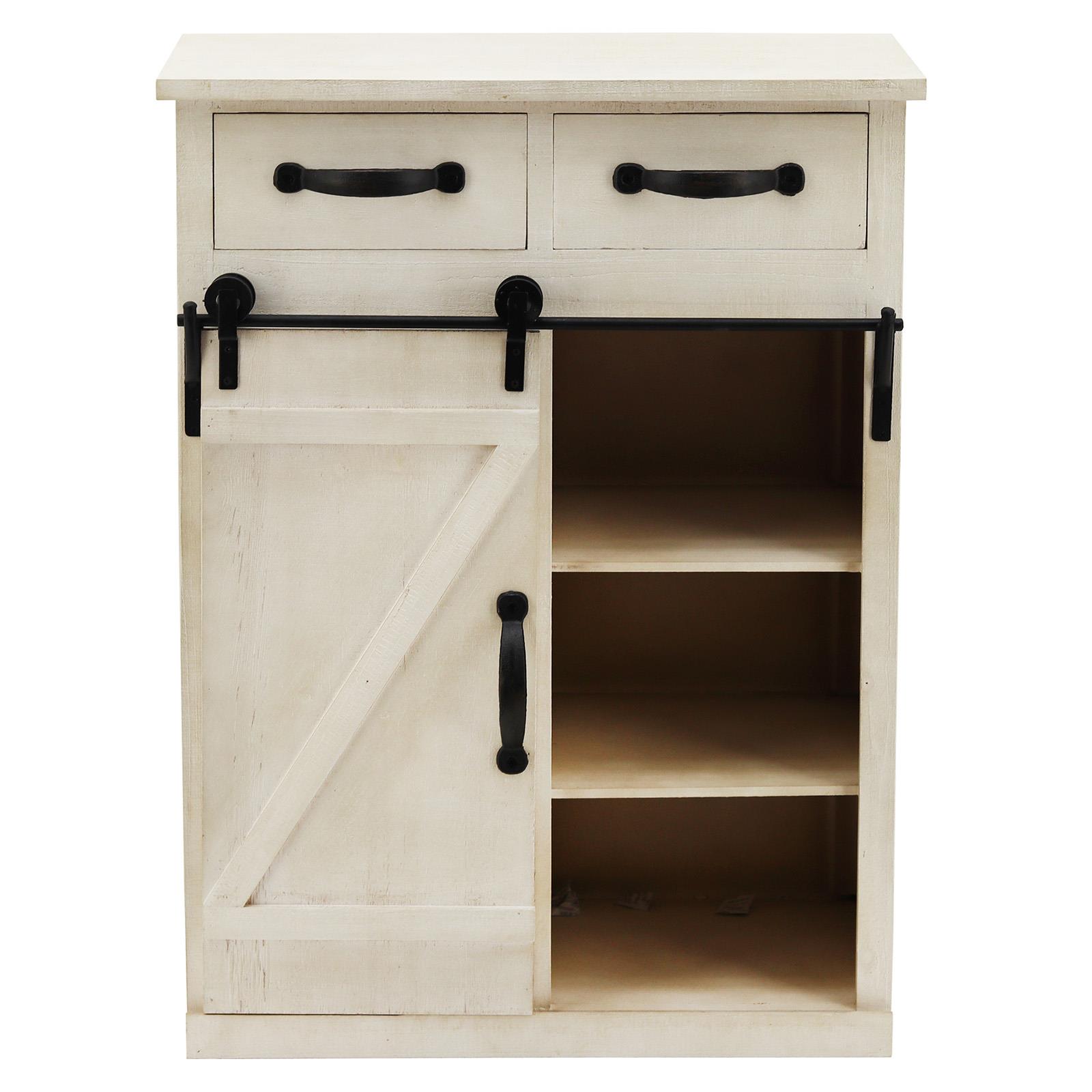 Zimtown Wood Accent Chest Sideboard Cabinet Entryway Table Retro Style with Farmhouse Single Barn Door, 2 Drawers White - image 5 of 10