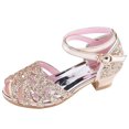 thumbnail image 2 of HAOTAGS Dance Shoes for Toddler Girls, Princess Sparkle Latin Breathable Sequin Dance Sneakers Sandals Gold 27, 2 of 9